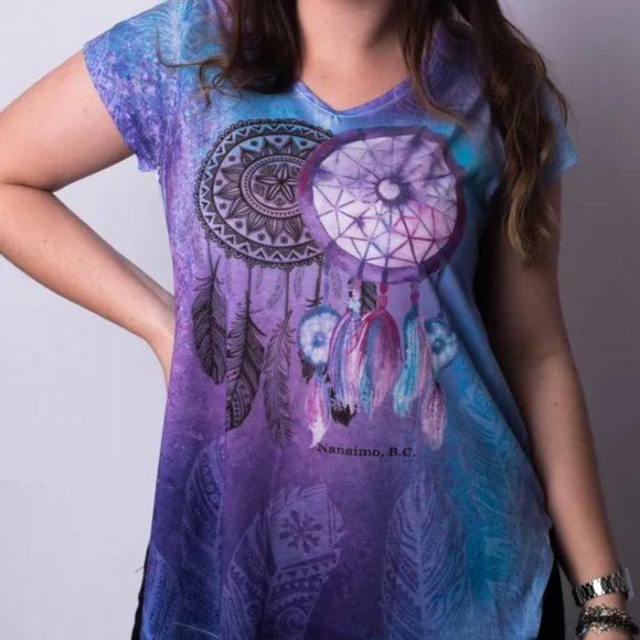 Dreamcatchers Graphic SunShirt Womens T-Shirt, Purple/Blue - Picture 1 of 5